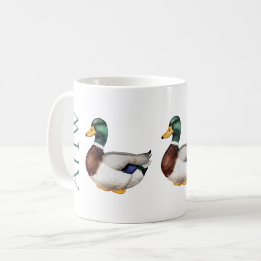 Preppy Mallard Duck-monogram Koffiemok (Voorkant links)