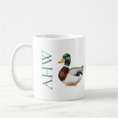 Preppy Mallard Duck-monogram Koffiemok (Links)