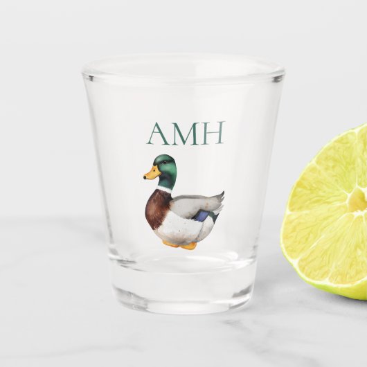Preppy Mallard Duck-monogram Shot Glas (Voorkant)