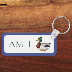 Preppy Mallard Duck-monogram Sleutelhanger