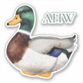 Preppy Mallard Duck-monogram Sticker (Voorkant)