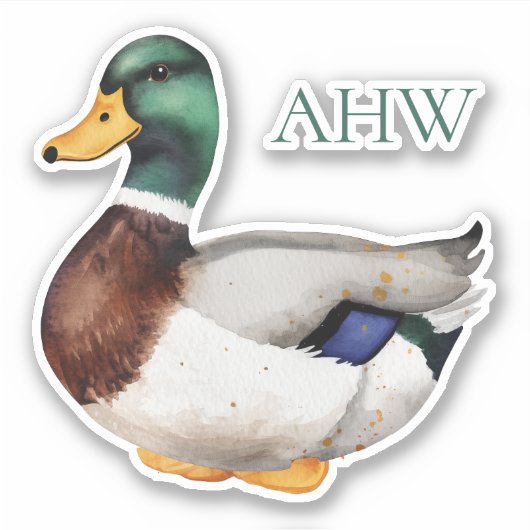 Preppy Mallard Duck-monogram Sticker (Voorkant)