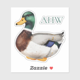 Preppy Mallard Duck-monogram Sticker