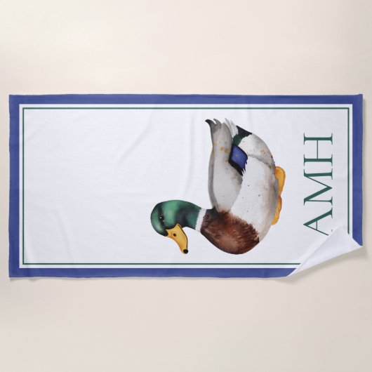 Preppy Mallard Duck-monogram Strandlaken (Voorkant)