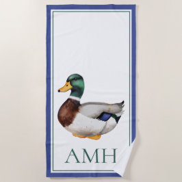 Preppy Mallard Duck-monogram Strandlaken