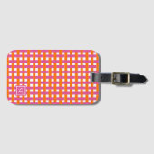 Preppy Mandenvlecht - Roze & Oranje Monogram Bagagelabel (Voorkant (horizontaal))