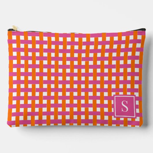 Preppy Mandenvlecht - Roze & Oranje Monogram Etui (Voorkant)