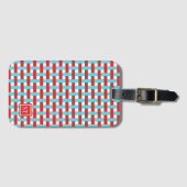 Preppy Mandenvlechtwerk - Rood & Turquoise Monogra Bagagelabel (Voorkant (horizontaal))
