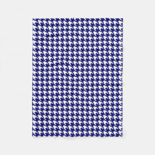 Preppy Marineblauw en Wit Patroon Houndstooth Fleece Deken