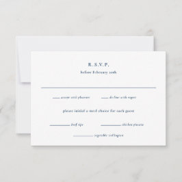 Preppy marineblauw nautische kustbruiloft RSVP kaartje
