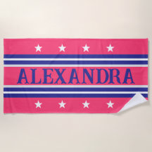 Preppy maritieme roze en marineblauwe douchehanddo