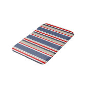 Preppy Maritieme Streep Rood Wit Blauw Grijs Beige Badmat (Gekanteld)