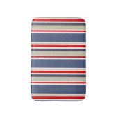Preppy Maritieme Streep Rood Wit Blauw Grijs Beige Badmat (Voorkant Verticaal)