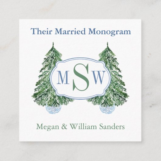 Preppy Married Monogrammen Winter Bruiloftsshower Informatiekaartje (Achterkant)