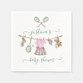 Preppy Meisje Tennis Baby shower Clothesline Servet