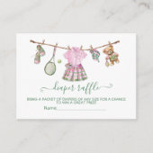 Preppy Meisje Tennis waslijn Luier Raffle kaart (Voorkant)