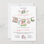 Preppy Meisje waslijn Baby shower Kaart (Voorkant)