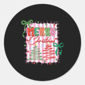 Preppy Merry Christmas Coquette Bow Xmas Holiday G Ronde Sticker (Voorkant)