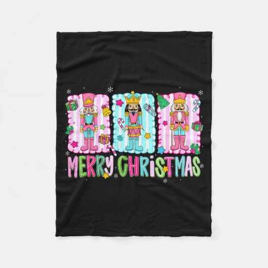 Preppy Merry Christmas Cute Nk Nutcracker Girl Wom Fleece Deken (Voorkant)