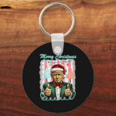 Preppy Merry Christmas Trump 2025 Xmas Make Xmas G Sleutelhanger (Voorkant)