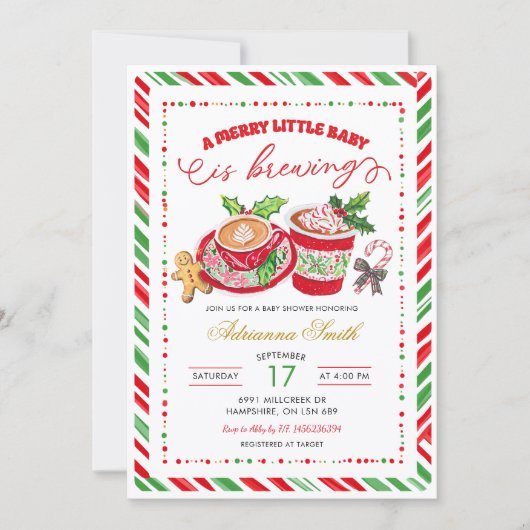 Preppy Merry Little Baby Brewing Baby Shower Kaart (Voorkant)