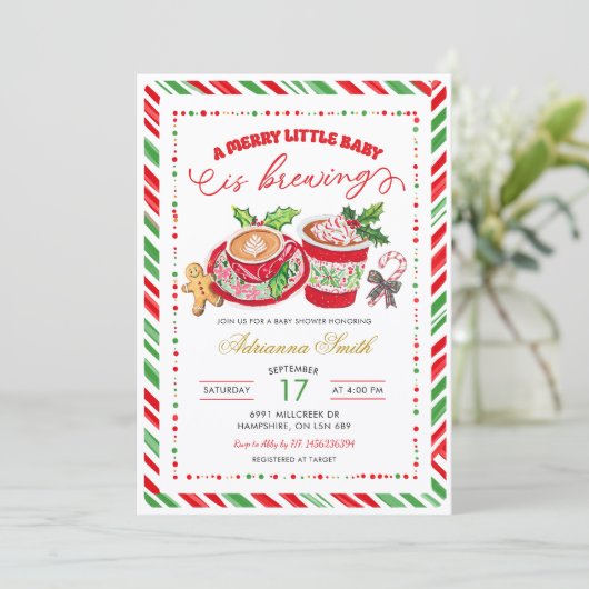 Preppy Merry Little Baby Brewing Baby Shower Kaart (Staand voorkant)