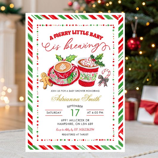 Preppy Merry Little Baby Brewing Baby Shower Kaart