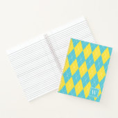 Preppy met de hand gestikte Argyle – Geel & Turkoo Notitieboek (Binnen)