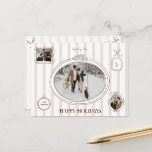 Preppy Minimalistische Fotowand Kerstkaart Briefkaart