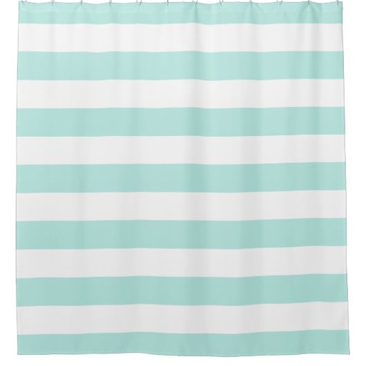 Preppy Mint en White Stripes Douchegordijn (Voorkant)