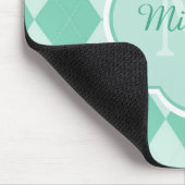 Preppy Mint Green Argyle Girly Monogram en naam Muismat (Hoek)