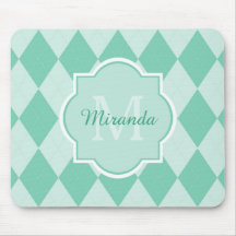 Preppy Mint Green Argyle Girly Monogram en naam