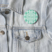 Preppy Mint Green Argyle Girly Monogram en naam Ronde Button 5,7 Cm (In situ)