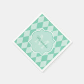 Preppy Mint Green Argyle Girly Monogram en naam Servetten (Hoek)