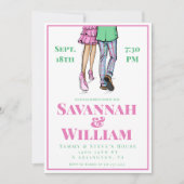 Preppy Mode Illustratie Engagement Party Kaart (Voorkant)