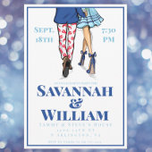 Preppy Mode Illustratie Engagement Party Navy Kaart