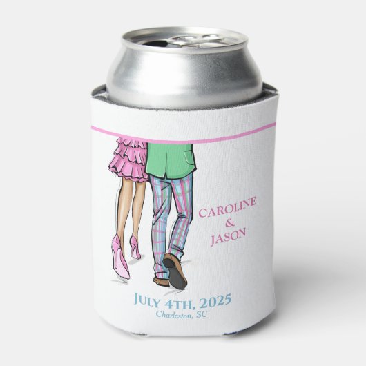 Preppy Mode paar gestreepte broek bruiloft gunst Blikjeskoeler (Blikje Voorkant)