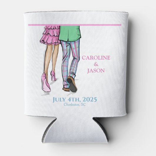 Preppy Mode paar gestreepte broek bruiloft gunst Blikjeskoeler (Voorkant)