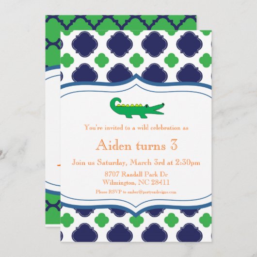 Preppy Modern Alligator Notical Beach Kaart (Voorkant / Achterkant)