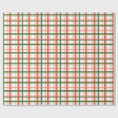 Preppy Modern Coral and Green Tartan Pset Holiday Cadeaupapier (Vlak)