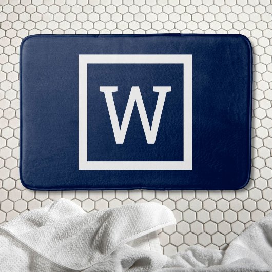 Preppy Modern Monogram Navy Blauw Badmat