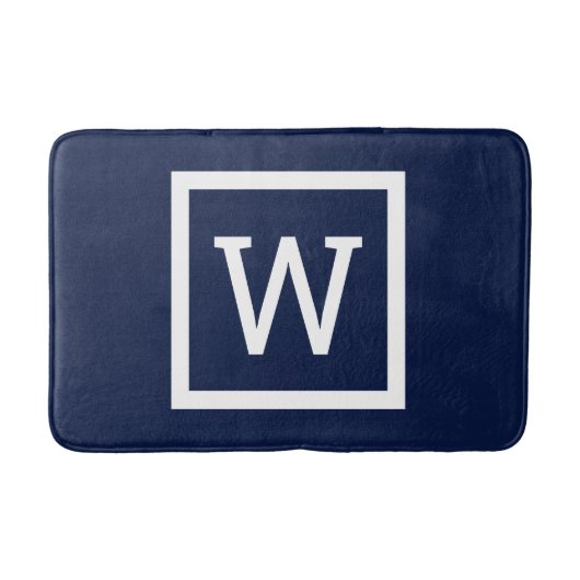 Preppy Modern Monogram Navy Blauw Badmat (Voorkant)