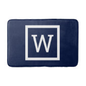 Preppy Modern Monogram Navyblauw Badmat (Voorkant)