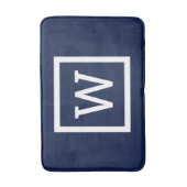 Preppy Modern Monogram Navyblauw Badmat (Voorkant Verticaal)