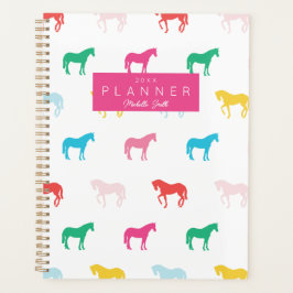 Preppy Modern Rainbow Horse Pattern, gepersonalise Planner