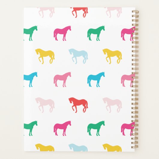 Preppy Modern Rainbow Horse Pattern, gepersonalise Planner (Achterkant)