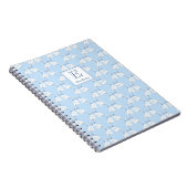 Preppy Monogram Blauw en Wit Aardewerk Honden Notitieboek (Rechterzijde)
