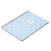 Preppy Monogram Blauw en Wit Aardewerk Honden Notitieboek (Linkerzijde)