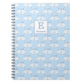 Preppy Monogram Blauw en Wit Aardewerk Honden Notitieboek (Voorkant)