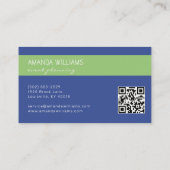 Preppy Monogram Blauw Wit Groen Professioneel Visitekaartje (Achterkant)